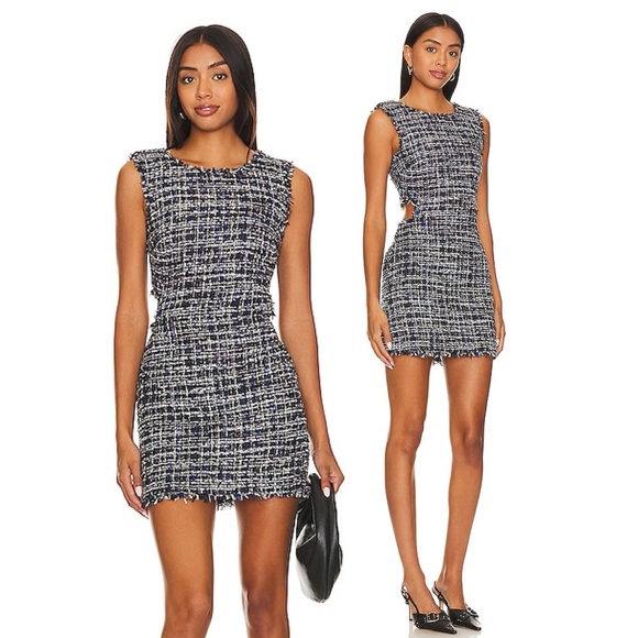 L'Academie Dresses & Skirts - L'Academie REVOLVE Tweed Cut Out Mini Dress in Black Multi